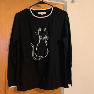 Ann Taylor LOFT Black Cat Sweater